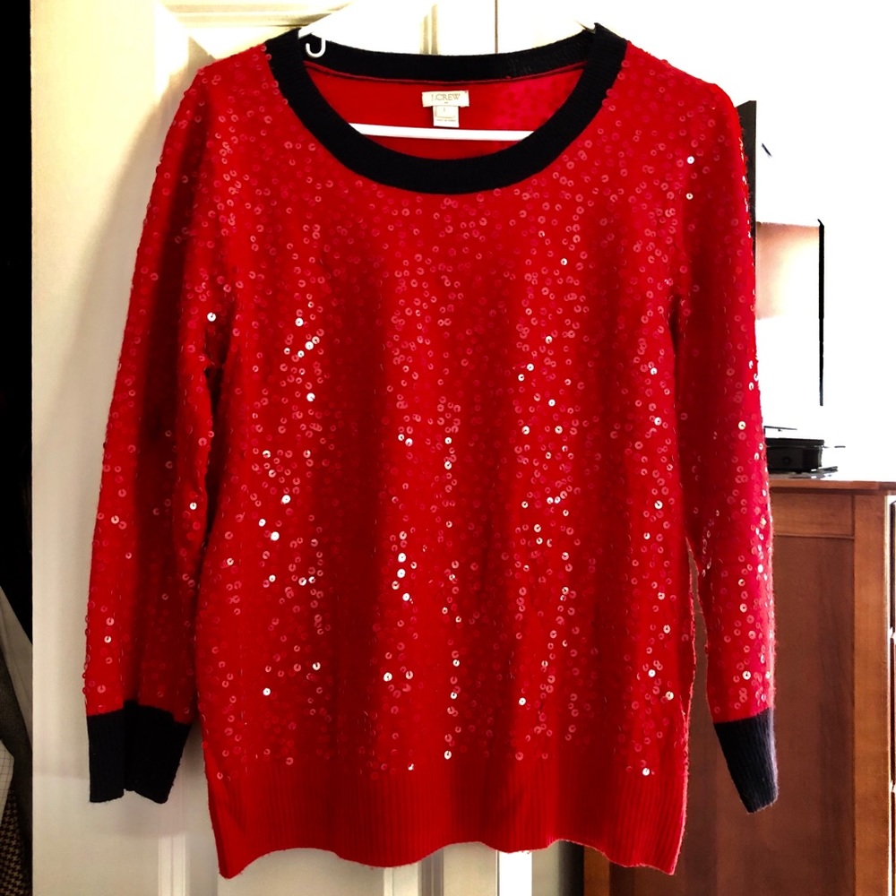 JCrew Glimmering Red Sweater